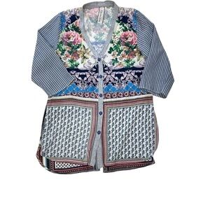 Aratta Silent Journey Anthropologie Tunic Top Button Up Bohemian Floral Print